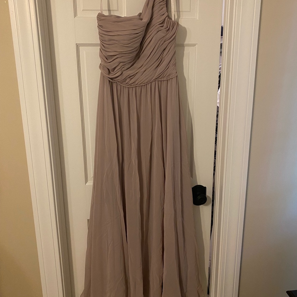 Elegant One Shoulder Dress in Taupe